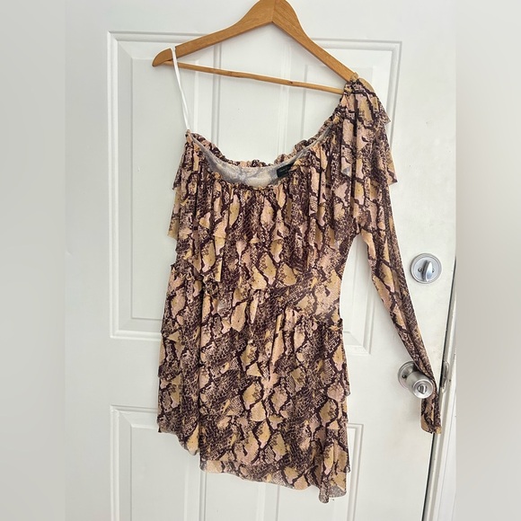 House of Harlow 1960 x REVOLVE • Python Print Mesh One Shoulder Dress Sz XL - Picture 5 of 11